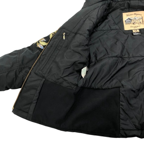Rare Vintage Obermeyer Floral Embroidered Ski Snow Puffer Jacket Womens Size 12 - Picture 14 of 16